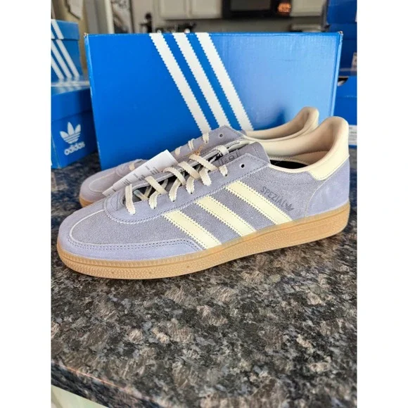 Adidas Handball Spezial W Silver Violet Cream White Gum JR0849 Womens 11 NEW - Picture 1 of 8